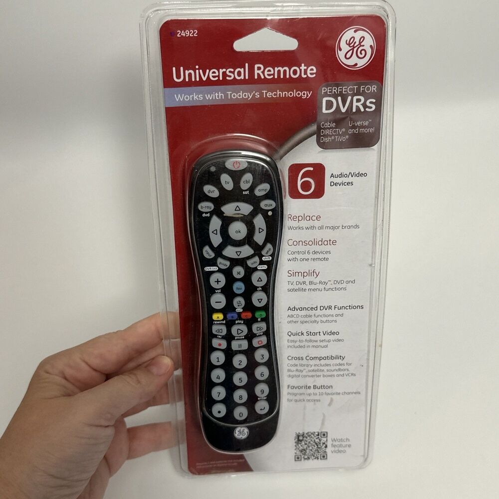 GE Universal Remote Control 24922 for DVD VCR Cable Satellite New Unopened